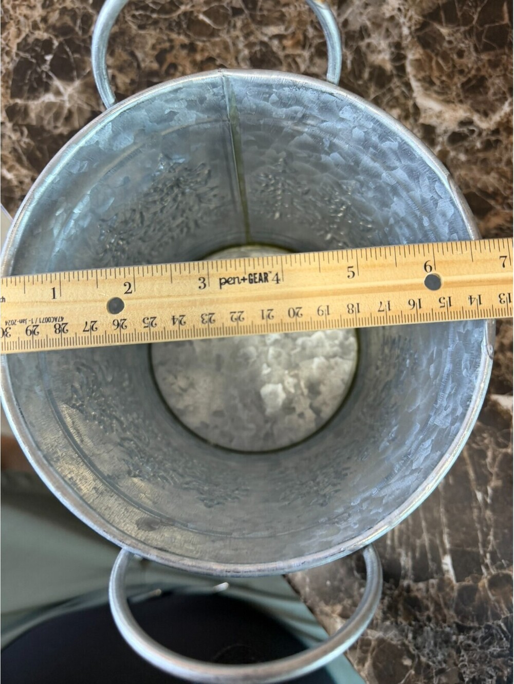 Galvanized Metal Pine Tree Embossed Bucket 5.5” Rustic - Picture 6 of 6